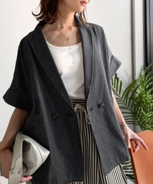 Java（ジャバ）の「《JaVaジャバコラボ》綿100%ライトな風合いで抜け感を演出♪デニムドルマンショートスリーブジャケット（デニムジャケット）」