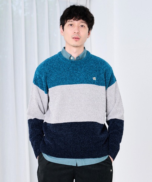 2601アルベロ◆アートプリント ニット 長袖 マルチカラー モールニット カラーブロック プルオーバー（ニット/セーター