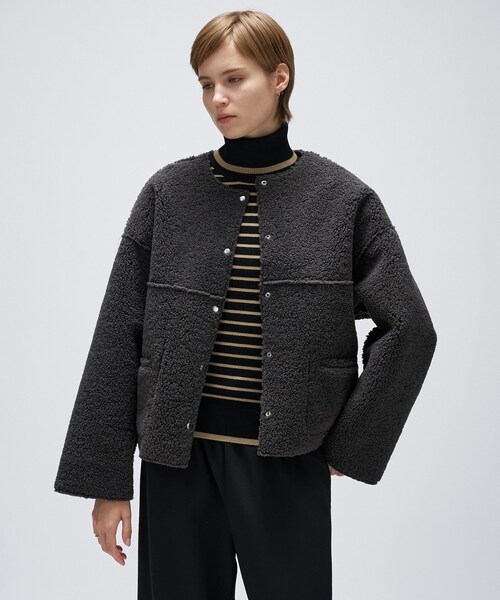 cloenc（クロエンス）の「リバーシブルボアブルゾン（ブルゾン・レディース・ブラウン系/オフホワイト/ダークグレー・01/02）」の3枚目の写真