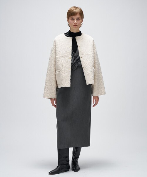 cloenc（クロエンス）の「リバーシブルボアブルゾン（ブルゾン・レディース・ブラウン系/オフホワイト/ダークグレー・01/02）」の4枚目の写真