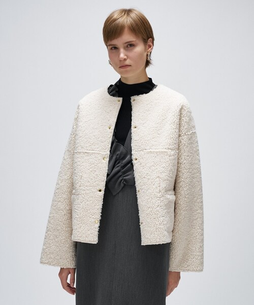 cloenc（クロエンス）の「リバーシブルボアブルゾン（ブルゾン・レディース・ブラウン系/オフホワイト/ダークグレー・01/02）」の5枚目の写真