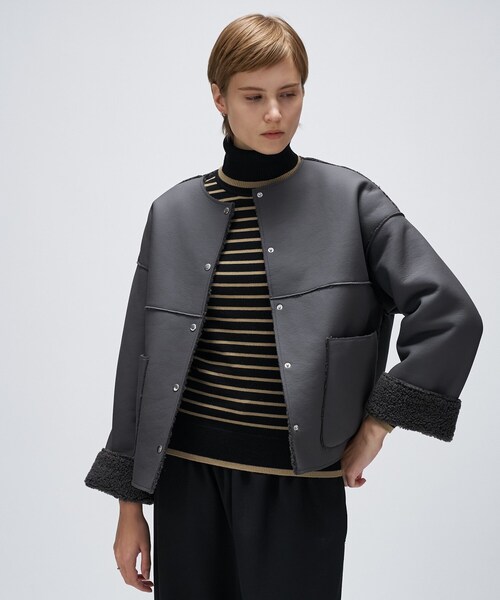 cloenc（クロエンス）の「リバーシブルボアブルゾン（ブルゾン・レディース・ブラウン系/オフホワイト/ダークグレー・01/02）」の20枚目の写真