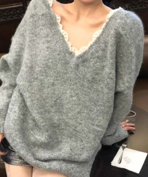 Mejoul（メジュール）の「バックオープンリボンニットワンピース（ワンピース・レディース・ブラック/グレー/レッド・M/L）」の7枚目の写真