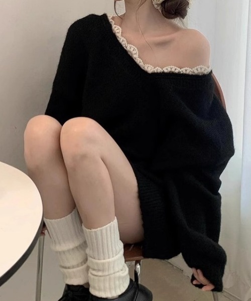 Mejoul（メジュール）の「バックオープンリボンニットワンピース（ワンピース・レディース・ブラック/グレー/レッド・M/L）」の5枚目の写真