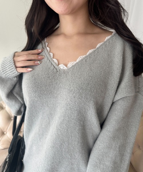 Mejoul（メジュール）の「バックオープンリボンニットワンピース（ワンピース・レディース・ブラック/グレー/レッド・M/L）」の12枚目の写真