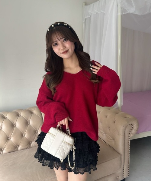 Mejoul（メジュール）の「バックオープンリボンニットワンピース（ワンピース・レディース・ブラック/グレー/レッド・M/L）」の18枚目の写真