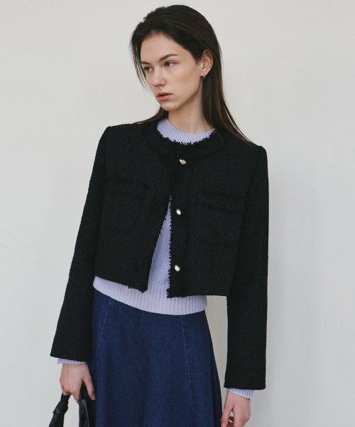 NICK&NICOLE(ニックアンドニコール)の「CHARLOTTE CROP TWEED JACKET_BLACK(テーラードジャケット・レディース・その他・MEDIUM/LARGE)」の1枚目の写真