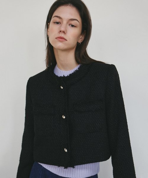 NICK&NICOLE(ニックアンドニコール)の「CHARLOTTE CROP TWEED JACKET_BLACK(テーラードジャケット・レディース・その他・MEDIUM/LARGE)」の2枚目の写真