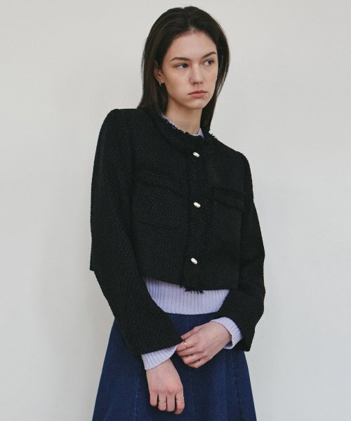 NICK&NICOLE(ニックアンドニコール)の「CHARLOTTE CROP TWEED JACKET_BLACK(テーラードジャケット・レディース・その他・MEDIUM/LARGE)」の3枚目の写真