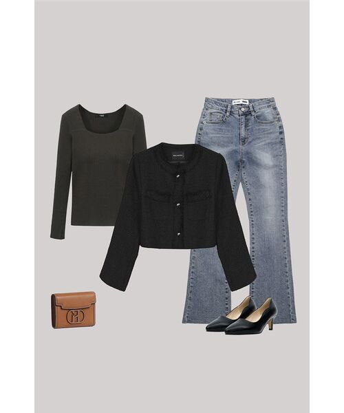 NICK&NICOLE(ニックアンドニコール)の「CHARLOTTE CROP TWEED JACKET_BLACK(テーラードジャケット・レディース・その他・MEDIUM/LARGE)」の5枚目の写真