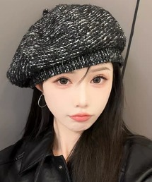 DAY CLOSET | 【裏地付き/折り畳み可】秋冬ムードをオン。ラメ入りツイード風バスクベレー帽 レディース(ハンチング/ベレー帽)