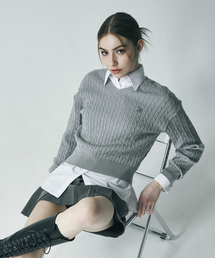 SALT AND CHOCOLATE（ソルトアンドチョコレート）の「SAC logo cable V-neck knit light gray 4W2316001（ニット/セーター）」