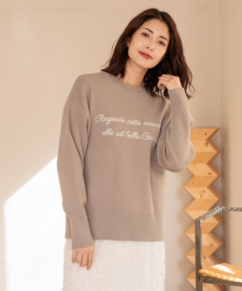 FOUND GOOD（ファウンドグッド）の「刺繍ロゴニットPO（ニット/セーター・レディース・ブラック/ネイビー/ベージュ/レッド系8/ブルー系2/グレー系5・S/M/L）」の4枚目の写真