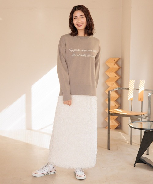 FOUND GOOD（ファウンドグッド）の「刺繍ロゴニットPO（ニット/セーター・レディース・ブラック/ネイビー/ベージュ/レッド系8/ブルー系2/グレー系5・S/M/L）」の7枚目の写真