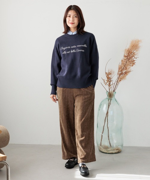 FOUND GOOD（ファウンドグッド）の「刺繍ロゴニットPO（ニット/セーター・レディース・ブラック/ネイビー/ベージュ/レッド系8/ブルー系2/グレー系5・S/M/L）」の11枚目の写真