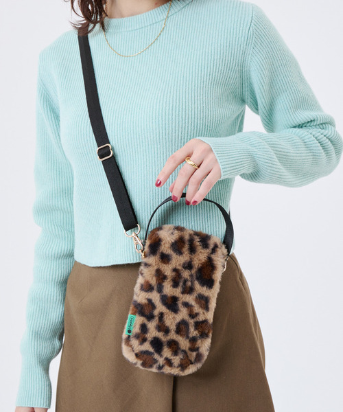 ミニフォン FUR MINI PHONE CROSSBODY レオパードフラッフィーファー（ショルダー