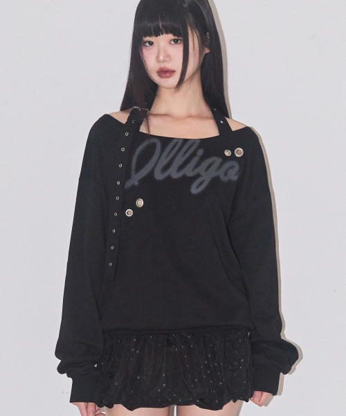 illigo イリゴ ピュアボウオフショルダースウェットブラック MUSINSA公式 | ILLIGO ピュアボウオフショルダースウェットブラック