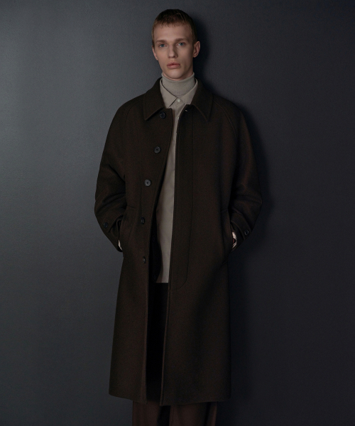 FORTEX フェルトオーバーサイズバルマカンコート [ダークブラウン]
