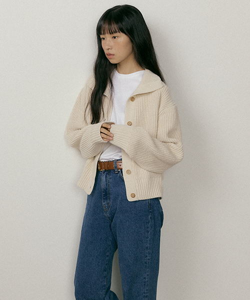 LINGSEOUL（リングソウル）の「wool high-neck knit cardigan-ivory（カーディガン/ボレロ・レディース・アイボリー・FREE）」の5枚目の写真