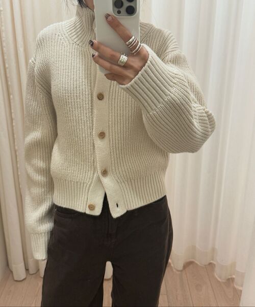 LINGSEOUL（リングソウル）の「wool high-neck knit cardigan-ivory（カーディガン/ボレロ・レディース・アイボリー・FREE）」の2枚目の写真