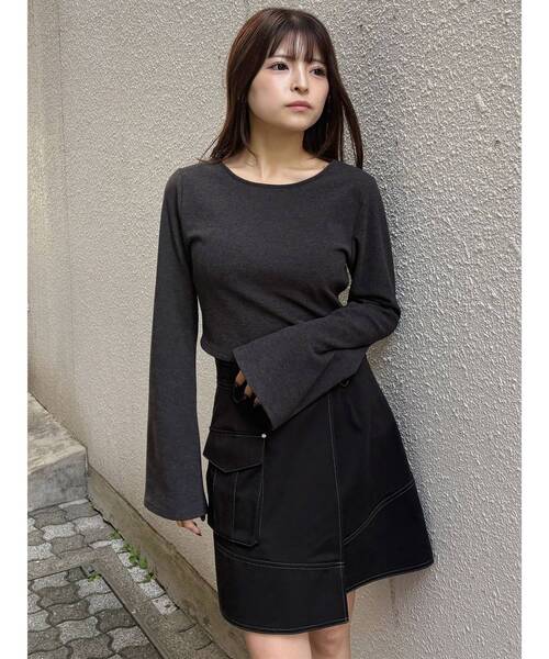 MURUA（ムルーア）の「2WAYカットソー（Tシャツ/カットソー・レディース・グレー/アイボリー/ブラック/ボルドー・FREE）」の6枚目の写真