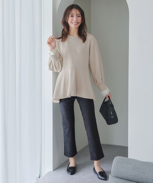 Tiaclasse(ティアクラッセ)の「日本製メランジプリント裏起毛スリムパンツ(その他パンツ・レディース・ネイビー/ブラック/グレー・XL/XXL)」の10枚目の写真
