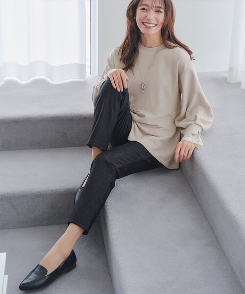 Tiaclasse(ティアクラッセ)の「日本製メランジプリント裏起毛スリムパンツ(その他パンツ・レディース・ネイビー/ブラック/グレー・XL/XXL)」の12枚目の写真