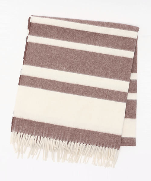 IENA（イエナ）の「WOOL/AG PANEL BORDER BIG ストール（ストール/ショール・レディース・ベージュ/グレー・FREE）」の2枚目の写真