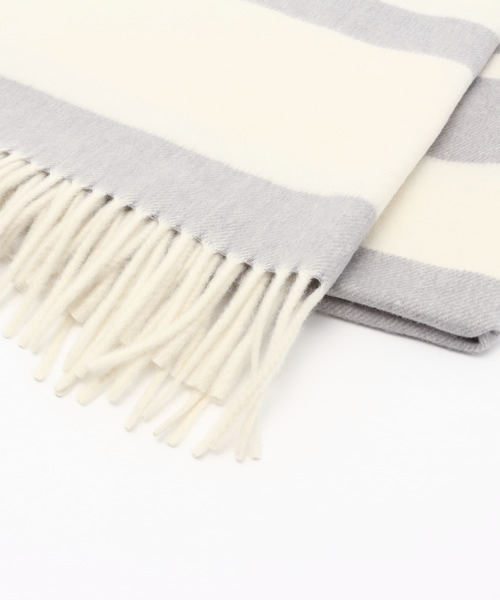 IENA（イエナ）の「WOOL/AG PANEL BORDER BIG ストール（ストール/ショール・レディース・ベージュ/グレー・FREE）」の3枚目の写真