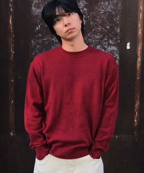 セール】エッセンシャルウールラウンドニット[レッド]（ニット