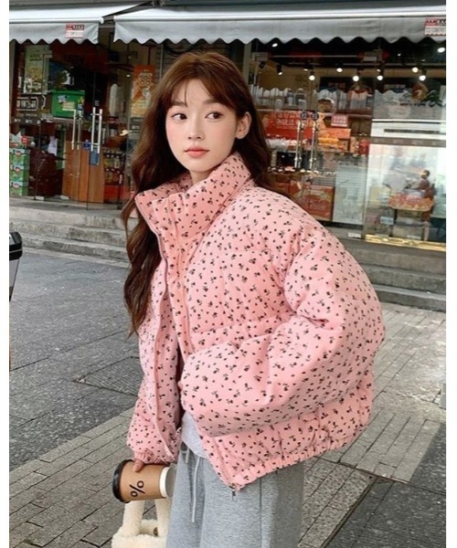 セール】小花柄コーデュロイ中綿ブルゾン（ダウンジャケット/コート