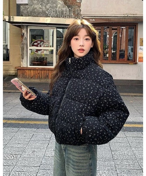 セール】小花柄コーデュロイ中綿ブルゾン（ダウンジャケット/コート