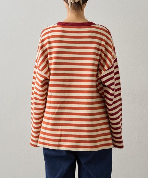 GEVACO(ゲバコ)の「【ユニセックス】【GEVACO】ボーダーニットプルオーバー(ニット/セーター・メンズ・レッド/チャコールグレー・MEDIUM/LARGE)」の21枚目の写真