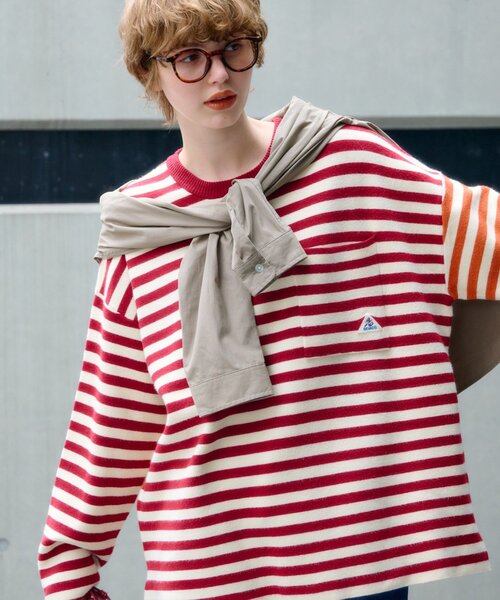 GEVACO(ゲバコ)の「【ユニセックス】【GEVACO】ボーダーニットプルオーバー(ニット/セーター・メンズ・レッド/チャコールグレー・MEDIUM/LARGE)」の16枚目の写真