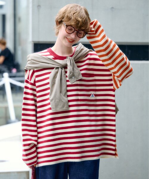 GEVACO(ゲバコ)の「【ユニセックス】【GEVACO】ボーダーニットプルオーバー(ニット/セーター・メンズ・レッド/チャコールグレー・MEDIUM/LARGE)」の15枚目の写真