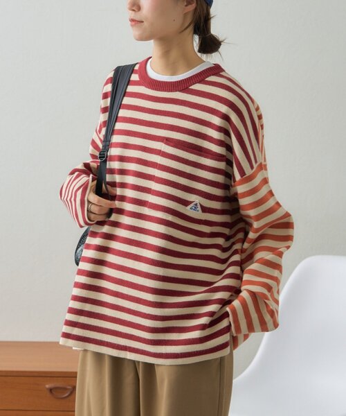 GEVACO(ゲバコ)の「【ユニセックス】【GEVACO】ボーダーニットプルオーバー(ニット/セーター・メンズ・レッド/チャコールグレー・MEDIUM/LARGE)」の12枚目の写真