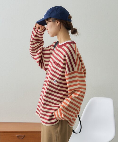 GEVACO(ゲバコ)の「【ユニセックス】【GEVACO】ボーダーニットプルオーバー(ニット/セーター・メンズ・レッド/チャコールグレー・MEDIUM/LARGE)」の10枚目の写真