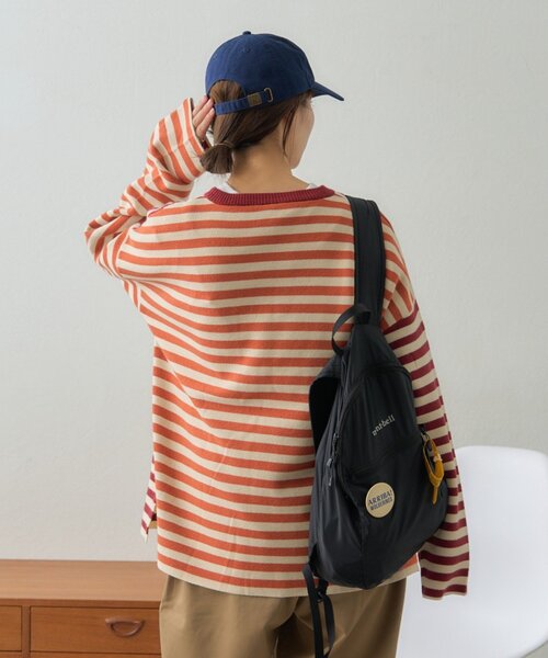 GEVACO(ゲバコ)の「【ユニセックス】【GEVACO】ボーダーニットプルオーバー(ニット/セーター・メンズ・レッド/チャコールグレー・MEDIUM/LARGE)」の8枚目の写真