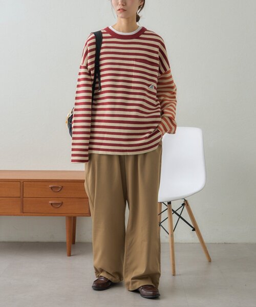 GEVACO(ゲバコ)の「【ユニセックス】【GEVACO】ボーダーニットプルオーバー(ニット/セーター・メンズ・レッド/チャコールグレー・MEDIUM/LARGE)」の5枚目の写真