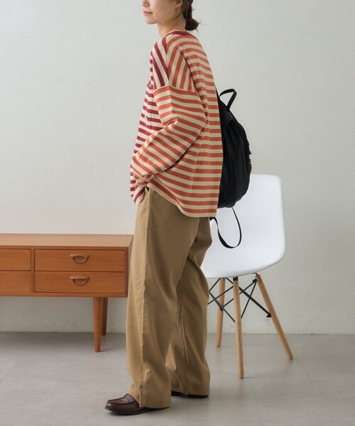 GEVACO(ゲバコ)の「【ユニセックス】【GEVACO】ボーダーニットプルオーバー(ニット/セーター・メンズ・レッド/チャコールグレー・MEDIUM/LARGE)」の4枚目の写真