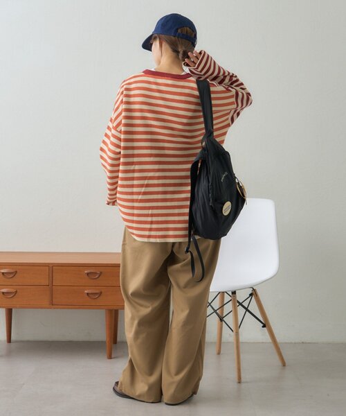 GEVACO(ゲバコ)の「【ユニセックス】【GEVACO】ボーダーニットプルオーバー(ニット/セーター・メンズ・レッド/チャコールグレー・MEDIUM/LARGE)」の3枚目の写真