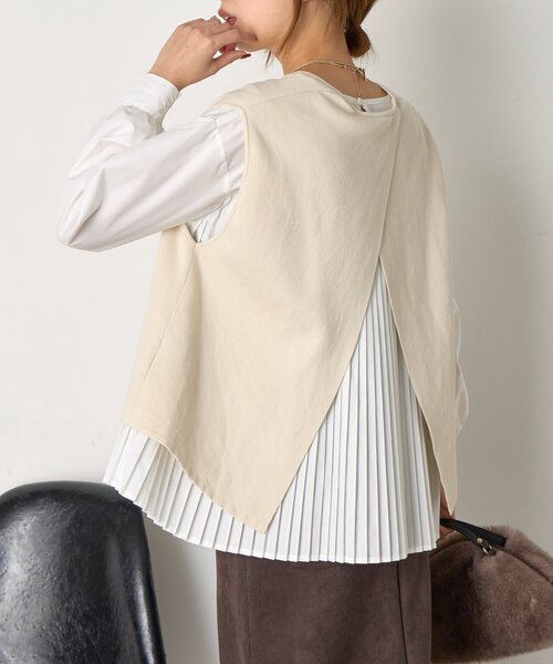 Jena espace merveilleux（ジェナ　エスパスメルヴェイユ）の「【体系カバー/2点セット】ベストセットプリーツブラウス（シャツ/ブラウス・レディース・ライトグレー/チャコールグレー/アイボリー・FREE）」の2枚目の写真