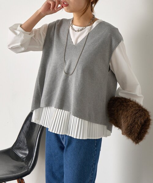 Jena espace merveilleux（ジェナ　エスパスメルヴェイユ）の「【体系カバー/2点セット】ベストセットプリーツブラウス（シャツ/ブラウス・レディース・ライトグレー/チャコールグレー/アイボリー・FREE）」の20枚目の写真