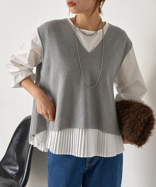 Jena espace merveilleux（ジェナ　エスパスメルヴェイユ）の「【体系カバー/2点セット】ベストセットプリーツブラウス（シャツ/ブラウス・レディース・ライトグレー/チャコールグレー/アイボリー・FREE）」の19枚目の写真