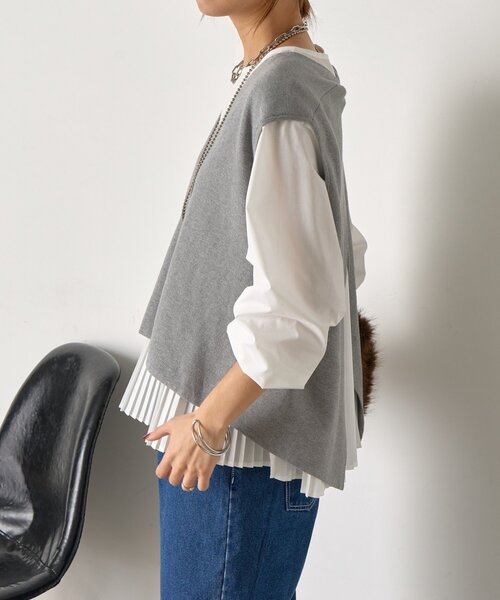 Jena espace merveilleux（ジェナ　エスパスメルヴェイユ）の「【体系カバー/2点セット】ベストセットプリーツブラウス（シャツ/ブラウス・レディース・ライトグレー/チャコールグレー/アイボリー・FREE）」の18枚目の写真