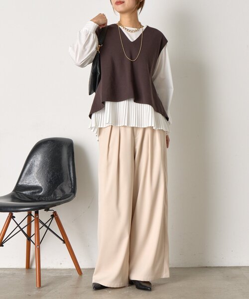 Jena espace merveilleux（ジェナ　エスパスメルヴェイユ）の「【体系カバー/2点セット】ベストセットプリーツブラウス（シャツ/ブラウス・レディース・ライトグレー/チャコールグレー/アイボリー・FREE）」の14枚目の写真