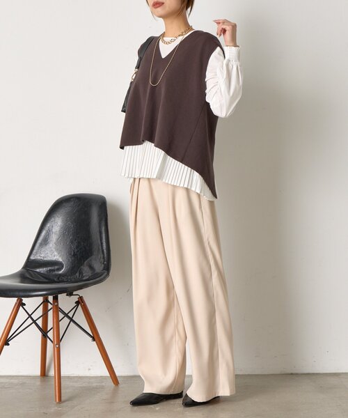 Jena espace merveilleux（ジェナ　エスパスメルヴェイユ）の「【体系カバー/2点セット】ベストセットプリーツブラウス（シャツ/ブラウス・レディース・ライトグレー/チャコールグレー/アイボリー・FREE）」の13枚目の写真