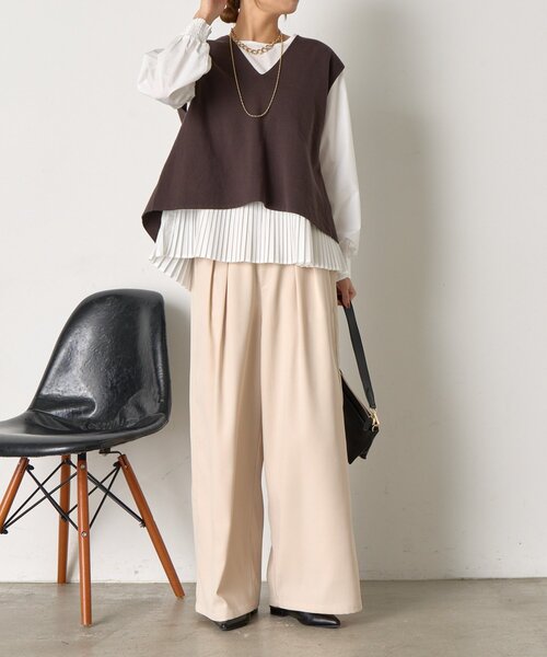 Jena espace merveilleux（ジェナ　エスパスメルヴェイユ）の「【体系カバー/2点セット】ベストセットプリーツブラウス（シャツ/ブラウス・レディース・ライトグレー/チャコールグレー/アイボリー・FREE）」の12枚目の写真