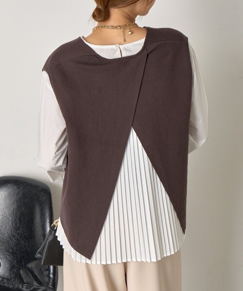 Jena espace merveilleux（ジェナ　エスパスメルヴェイユ）の「【体系カバー/2点セット】ベストセットプリーツブラウス（シャツ/ブラウス・レディース・ライトグレー/チャコールグレー/アイボリー・FREE）」の7枚目の写真