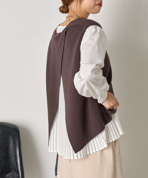 Jena espace merveilleux（ジェナ　エスパスメルヴェイユ）の「【体系カバー/2点セット】ベストセットプリーツブラウス（シャツ/ブラウス・レディース・ライトグレー/チャコールグレー/アイボリー・FREE）」の4枚目の写真
